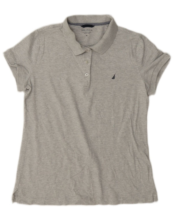 Nautica Polo Femme UK 14 Coton Chiné Gris Moyen