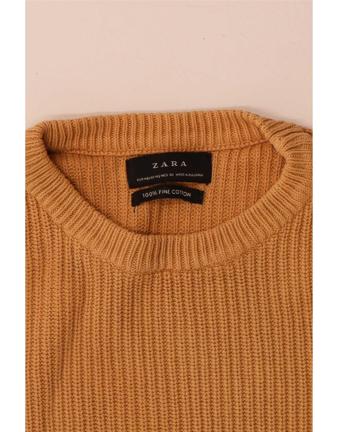 Zara Pull à col rond en coton beige moyen pour homme