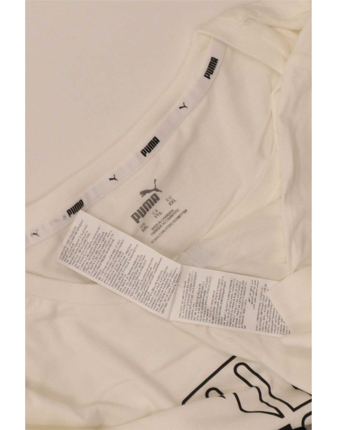 Puma T-shirt graphique pour homme 2XL Blanc Coton