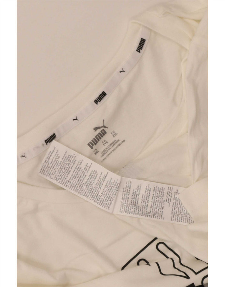 Puma T-shirt graphique pour homme 2XL Blanc Coton