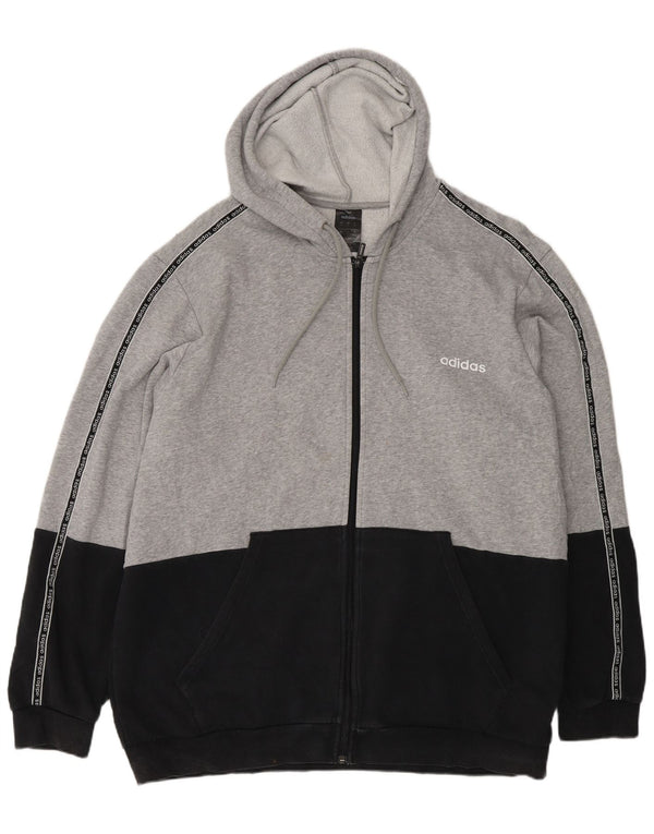 Adidas Pull à capuche zippé pour homme 2XL en coton color block gris