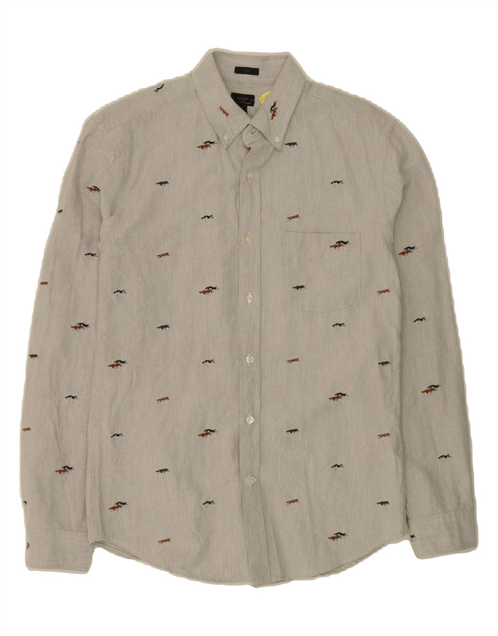 J. CREW Mens Slim Shirt Medium Grey Cotton Vintage J. Crew and Second-Hand J. Crew from Messina Hembry 