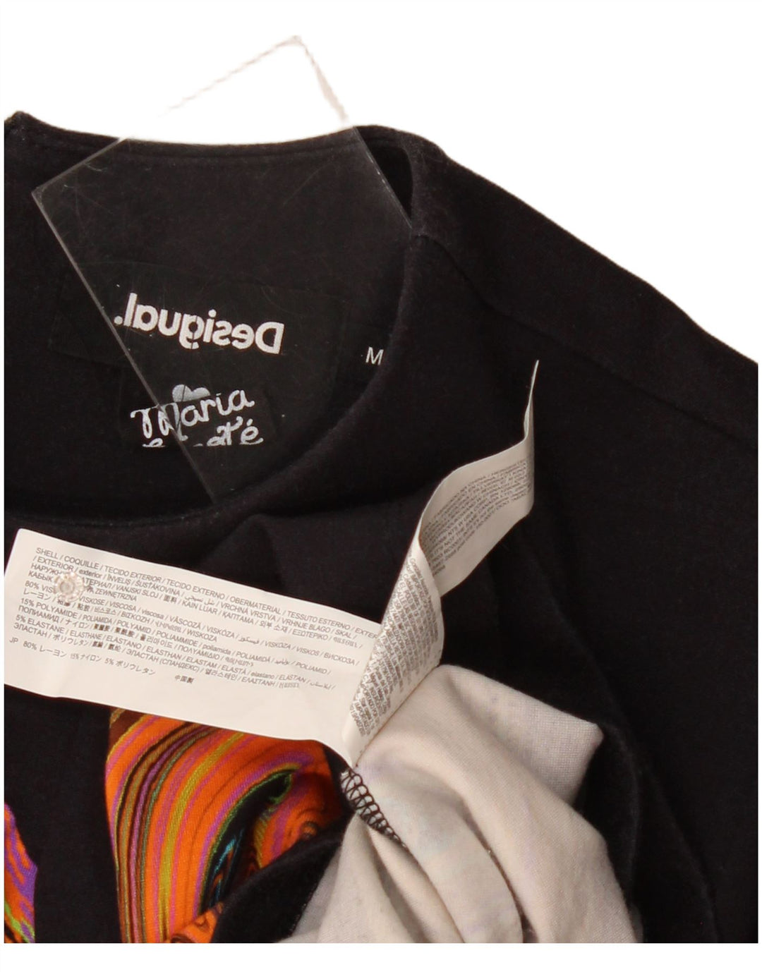 Desigual Robe fourreau à motif abstrait pour femme UK 12 Noir moyen