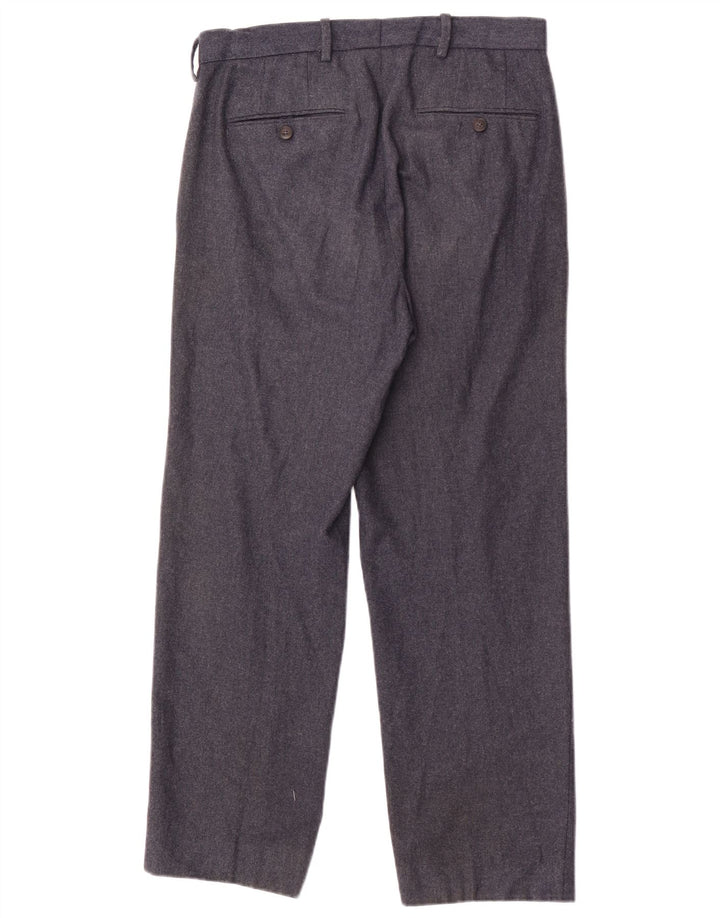 Marks & Spencer Pantalon de Costume Droit Homme W30 L27 Laine Bleu Marine