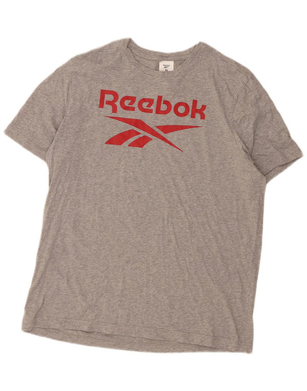 Reebok T-Shirt Graphique Homme XL Gris Moucheté Coton