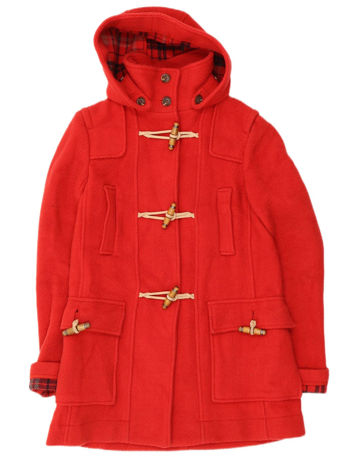 Topshop Duffle Coat à capuche pour femme UK 8 Petite laine rouge