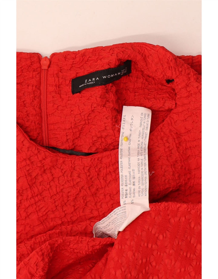 Zara Robe trapèze sans manches pour femme UK 8 Petit Polyester Rouge