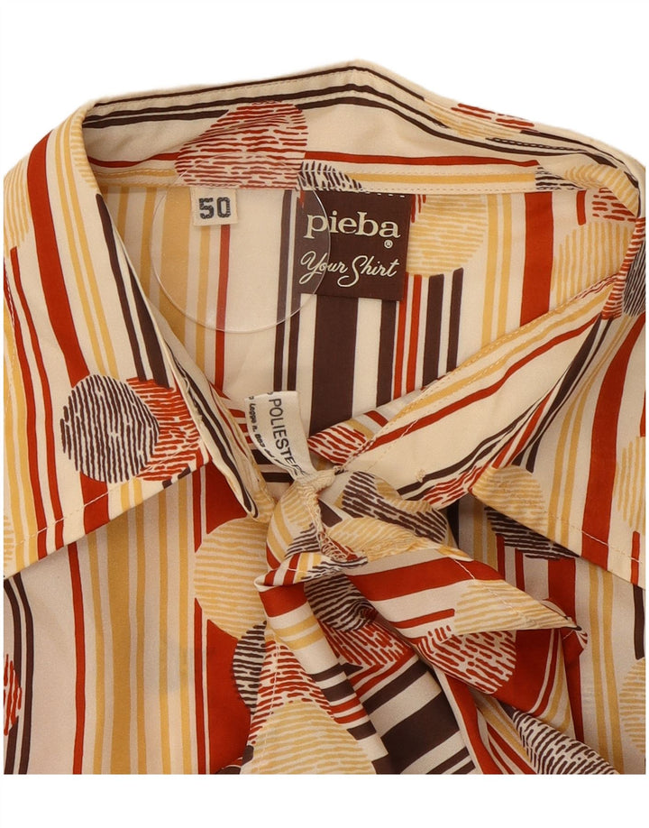Chemise Femme Vintage IT 50 XL Beige Rayé Polyester