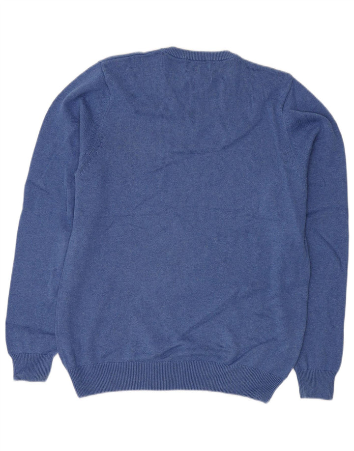 MARKS & SPENCER Pull Col V Homme Bleu Moyen Coton