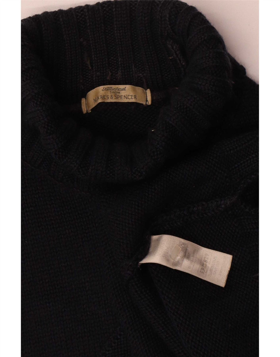 Marks & Spencer Pull Col Roulé Homme Bleu Marine Moyen Laine