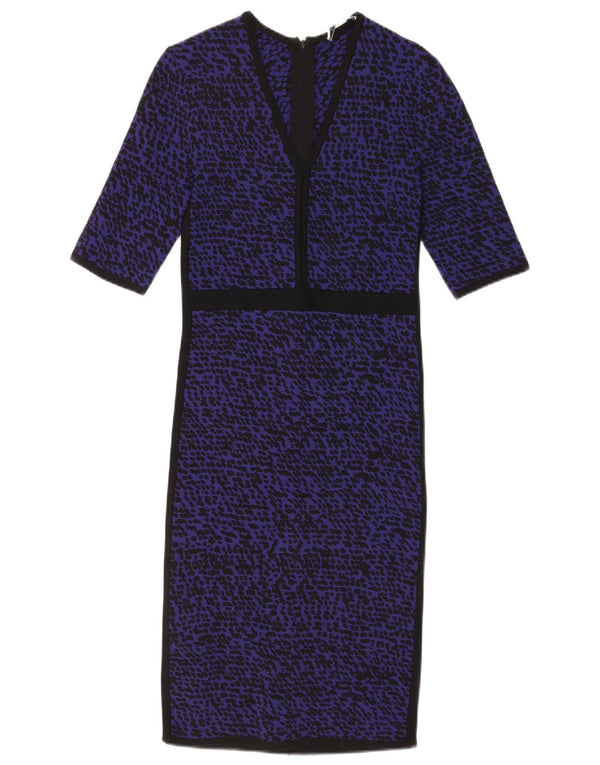 L.K. Bennett Robe pull à manches 3/4 pour femme UK 4 XS Bleu à pois
