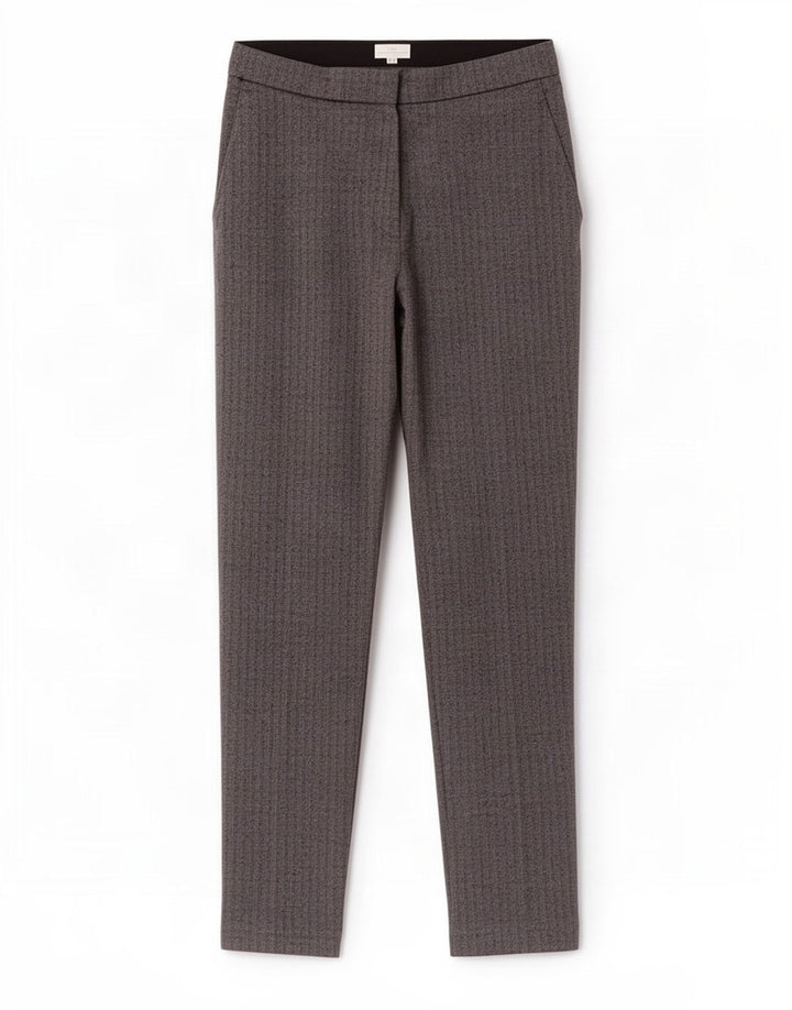 Zara Pantalon de Costume Droit Femme Petit W26 L26 Gris Chevrons Polyester