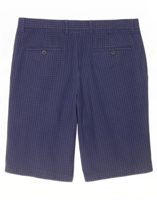Marks & Spencer Short Chino Homme Large W34 Bleu Marine Vichy Coton