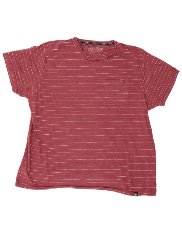 Weird Fish T-Shirt homme haut 2XL coton à fines rayures rouge