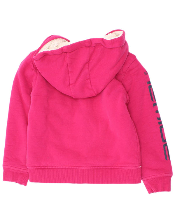 Pull à capuche zippé graphique Animal Girls 5-6 ans en coton rose