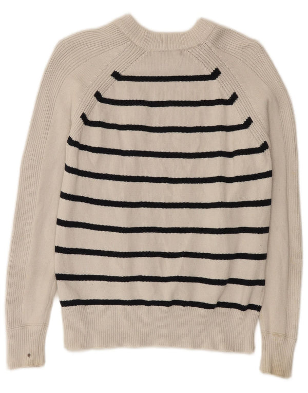Marks & Spencer Pull ras du cou pour femme UK 6 XS Blanc rayé
