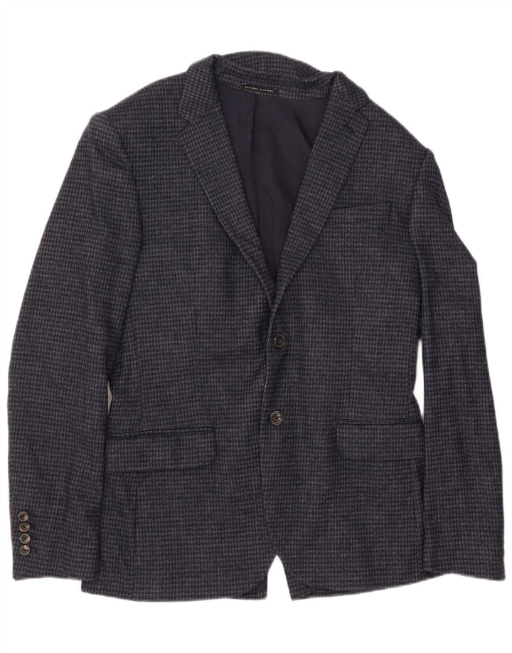 REISS Mens 2 Button Blazer Jacket UK 38 Medium Navy Blue Wool
