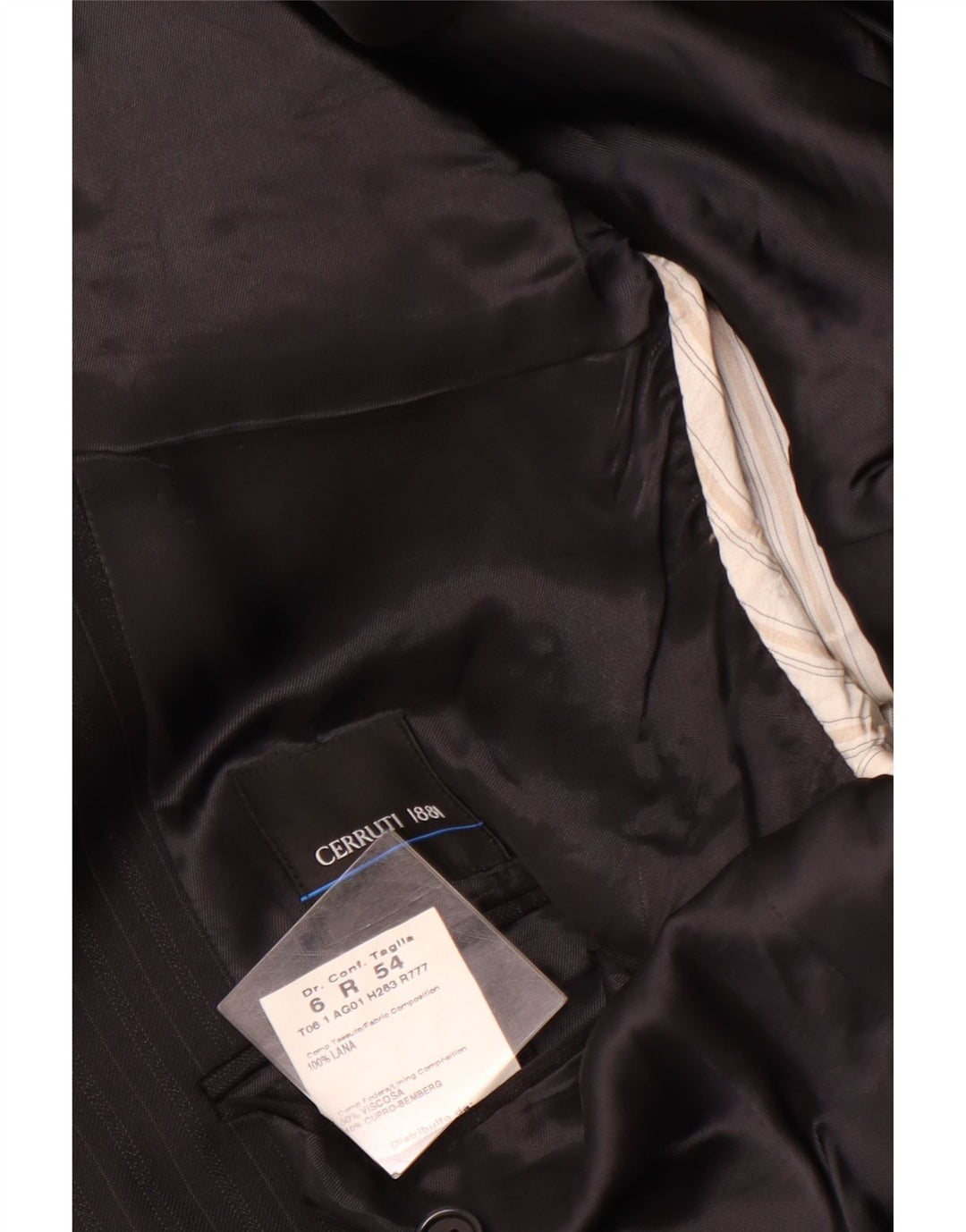 CERRUTI 1881 Veste blazer 3 boutons pour homme IT 54 2XL Laine à fines rayures noires