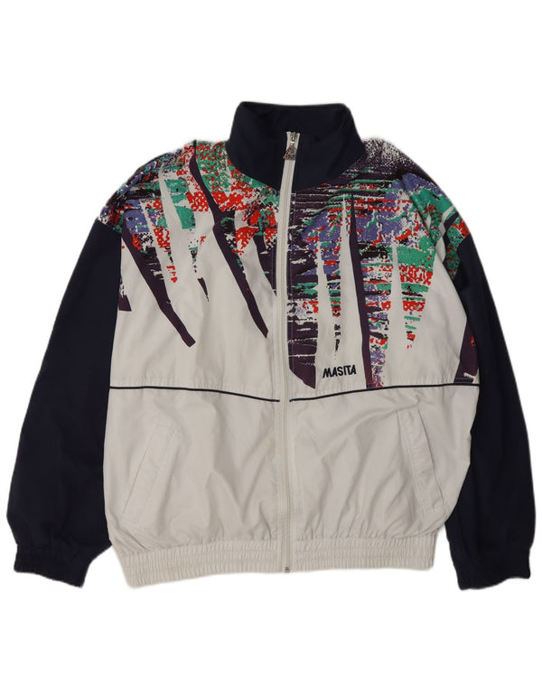 Masita Veste de survêtement pour homme en polyester color block blanc moyen
