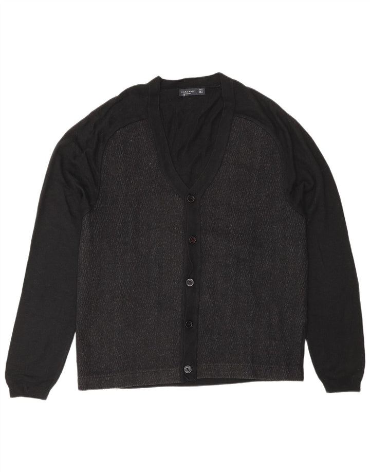 Zara Pull Cardigan Homme XL Noir Colorblock
