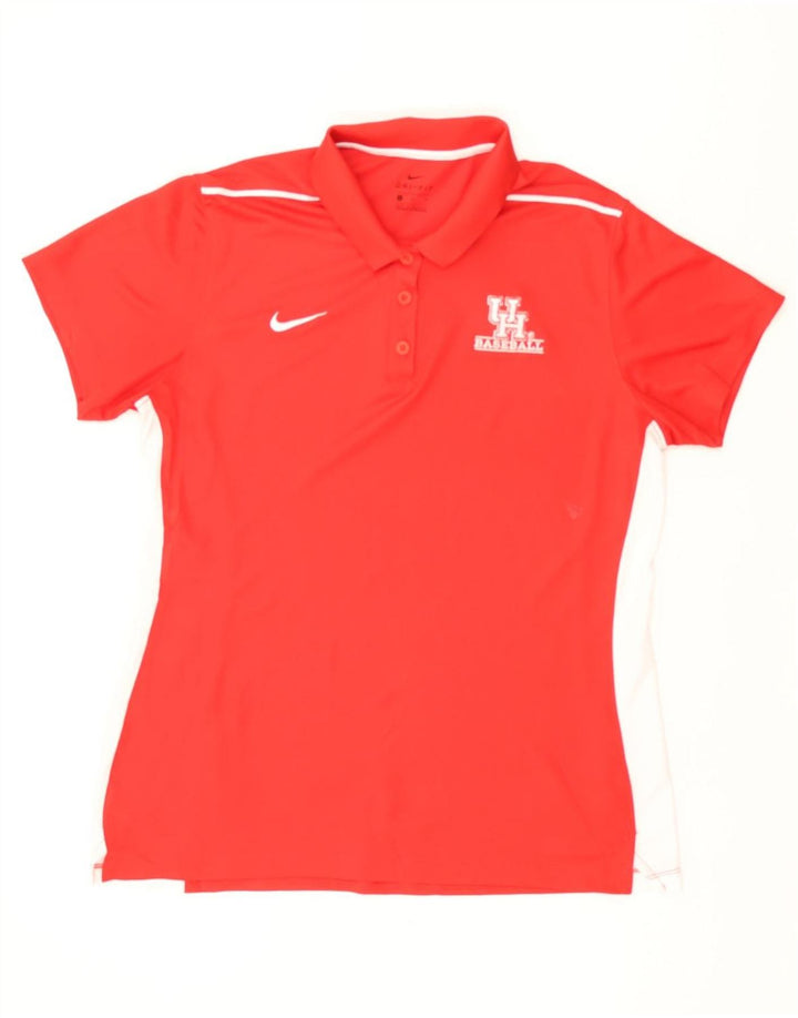 NIKE Womens Dri Fit Polo Shirt UK 16 Large Red Colourblock Polyester Vintage Nike and Second-Hand Nike from Messina Hembry 