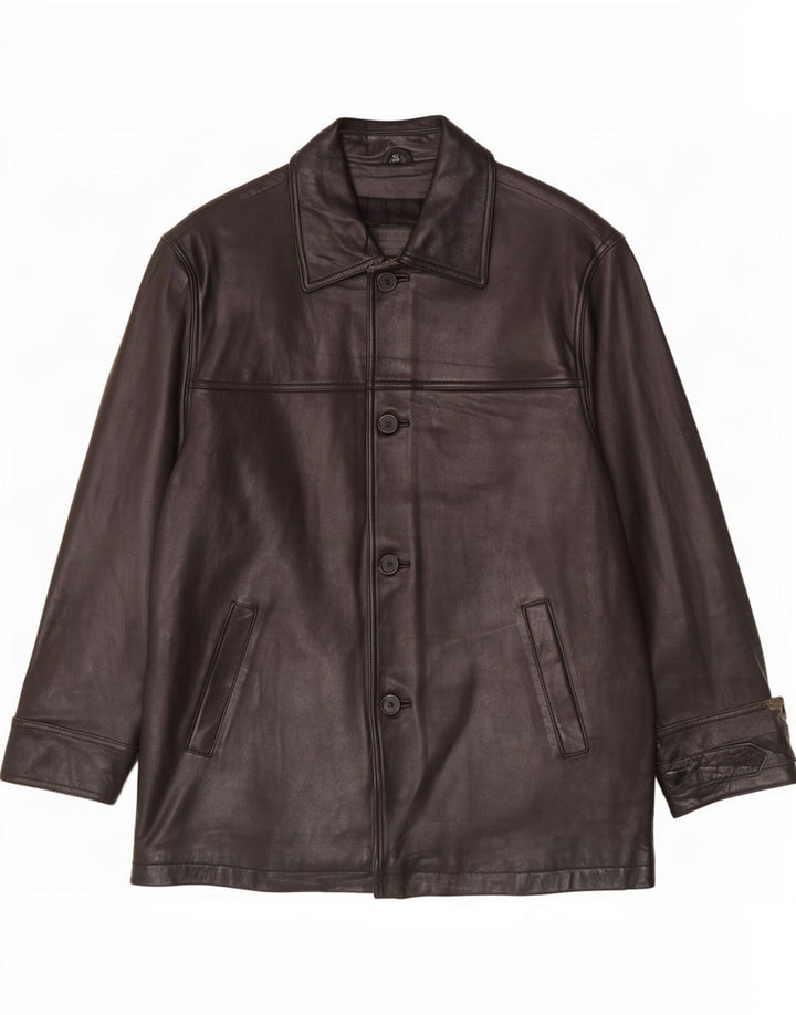 vintage Mens Loose Fit Veste en cuir UK 36 Petit Noir