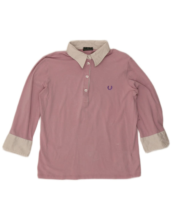 Fred Perry Polo à manches 3/4 pour femme UK 18 XL en coton color block rose
