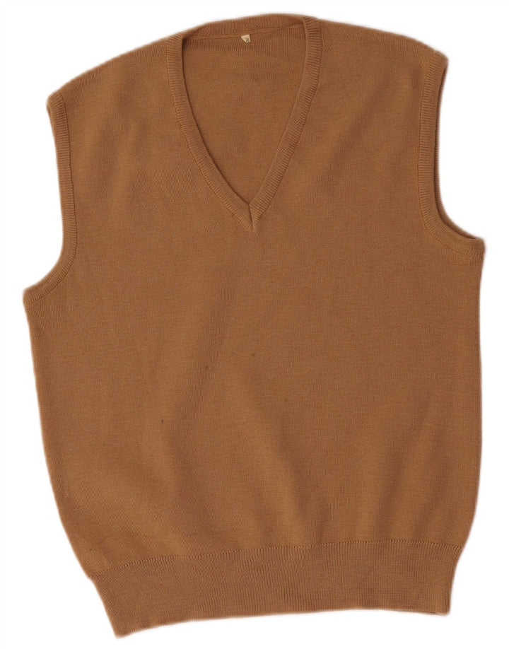 vintage Mens Vest Débardeur IT 48 Laine Beige Moyen