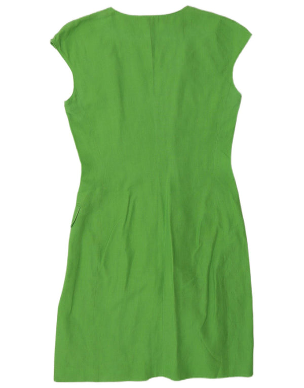 Marella Robe chemise à manches courtes pour femme UK 12 Lin vert moyen