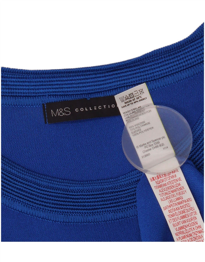 Marks & Spencer Chemisier Top UK 12 Bleu Moyen Géométrique Viscose Femme
