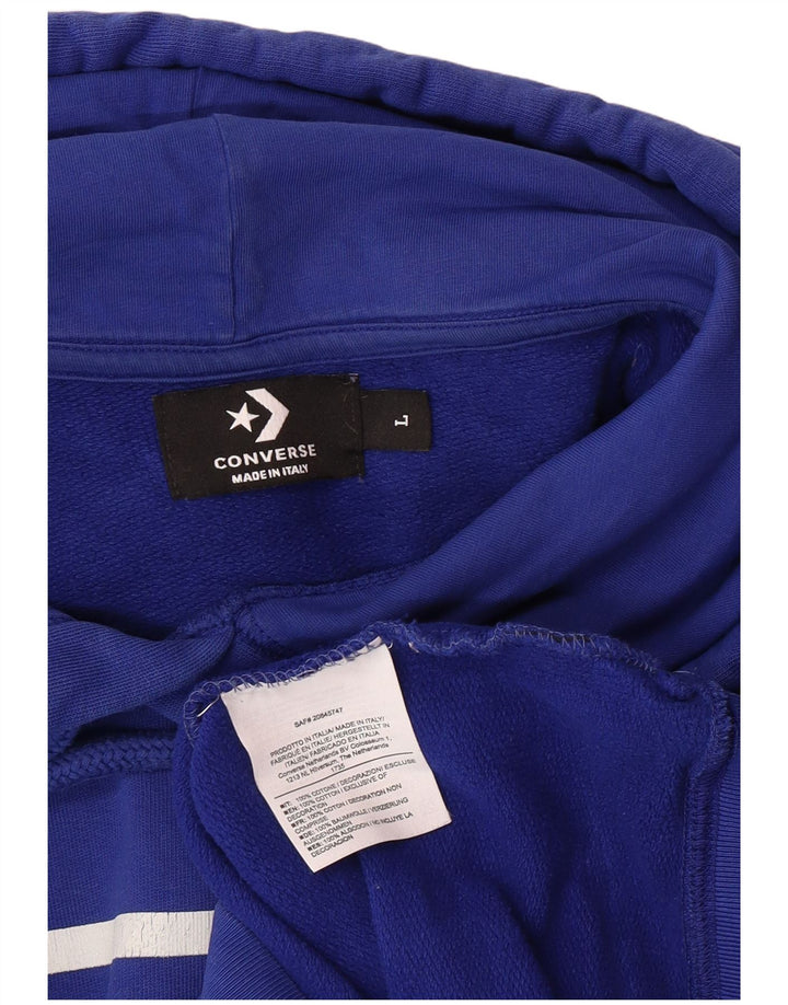 CONVERSE Pull à capuche graphique pour hommes, grand coton bleu