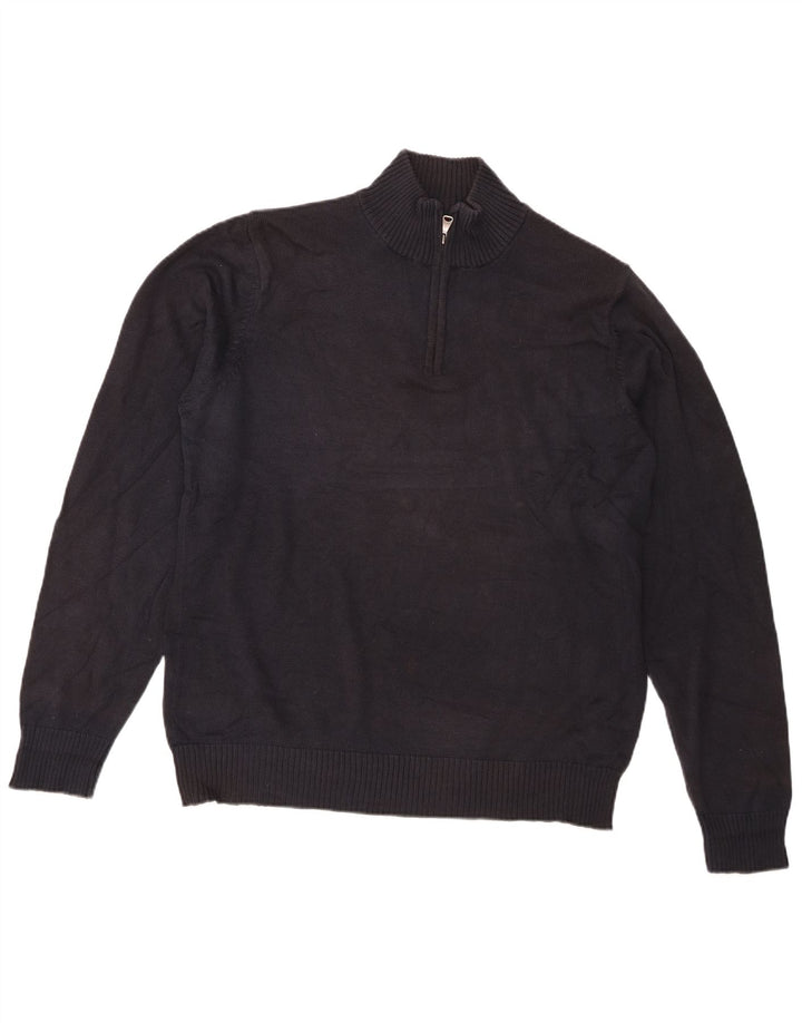 Marks & Spencer Pull col zippé homme bleu marine moyen coton