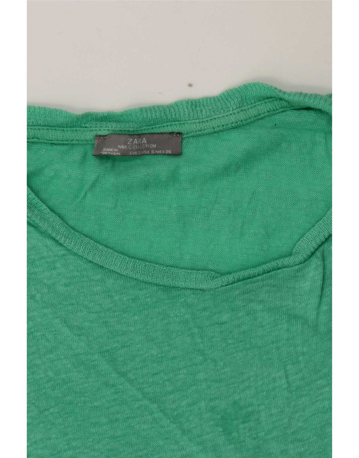 Zara T-Shirt Femme Top UK 10 Petit Vert