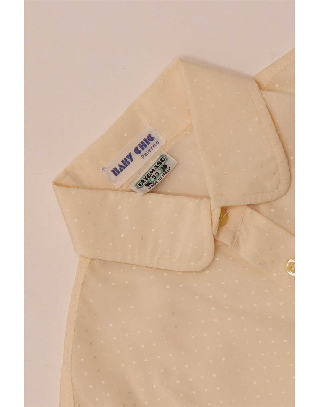 Chemise Garçon Vintage 7-8 ans Blanc Cassé Taché