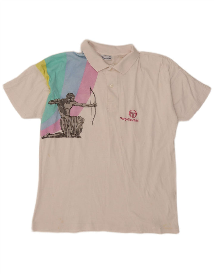 Sergio Tacchini Polo Graphique Homme Coton Blanc Moyen