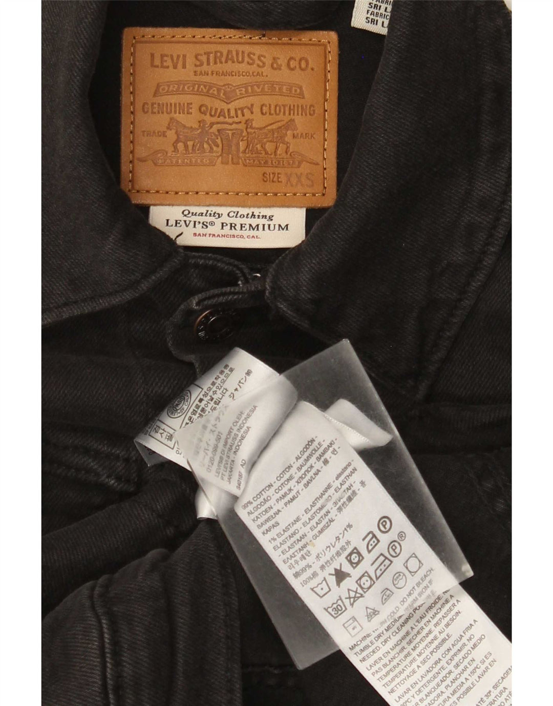 Levi's Veste en Jean Crop Femme UK 2 2XS Coton Noir