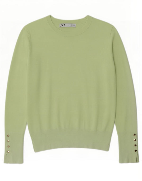 Zara Pull col bateau pour femme UK 12 Viscose vert moyen