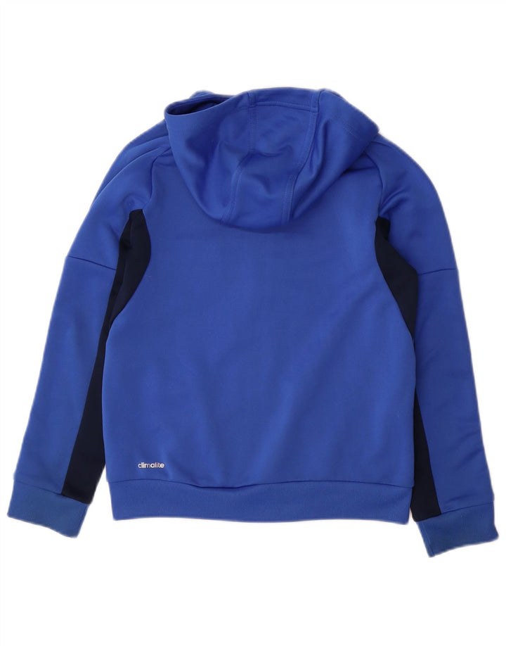 ADIDAS Pull à capuche zippé Climalite pour garçon 9-10 ans Bleu Colorblock