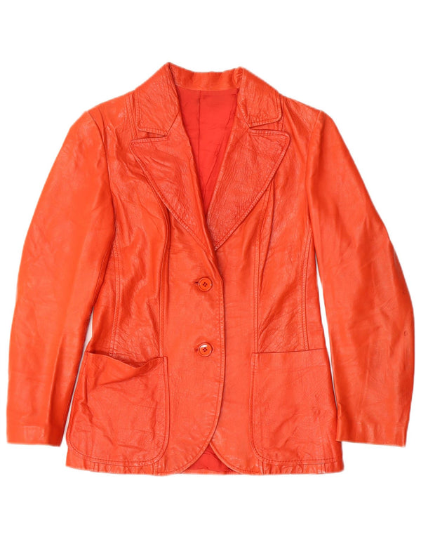 VINTAGE Veste blazer en cuir à 2 boutons pour femme IT 42 Orange moyen