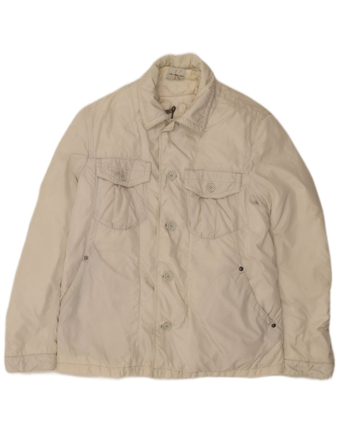 Calvin Klein Jeans Veste utilitaire pour homme UK 38 Blanc moyen