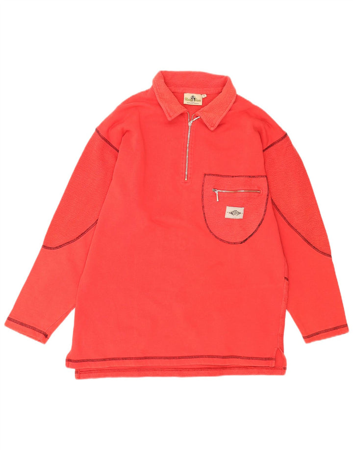 Oncle Sam Sweat-shirt à col polo pour homme en coton rouge Taille L