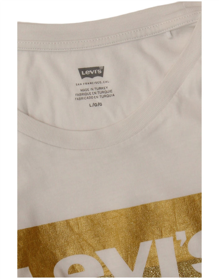 LEVI'S T-shirt graphique pour femme UK 16 Large Blanc