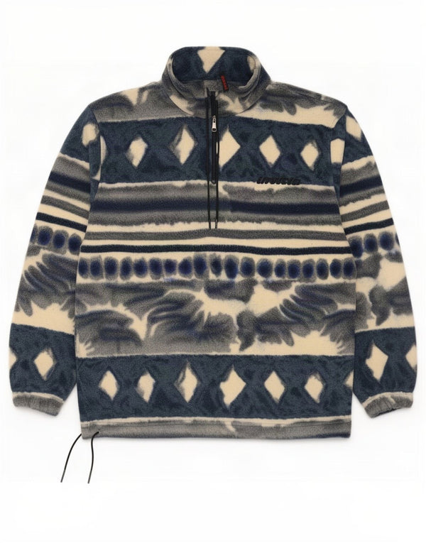 Invicta Pull polaire à col zippé pour homme XL Bleu géométrique