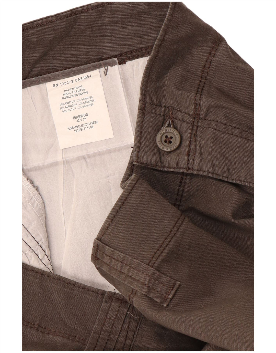 WRANGLER Pantalon Cargo Droit Homme W42 L32 Gris Coton
