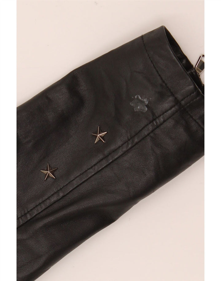 Conbipel Blouson Motard En Cuir Femme IT 40 Petit Cuir Noir