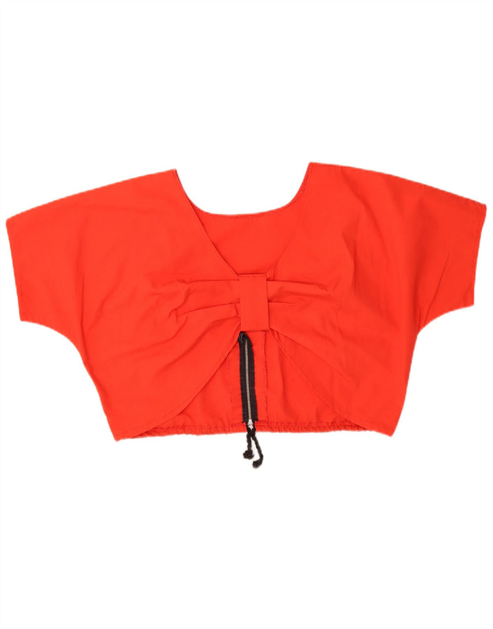 VINTAGE Femmes Crop Blouse Top UK 16 Grand Rouge