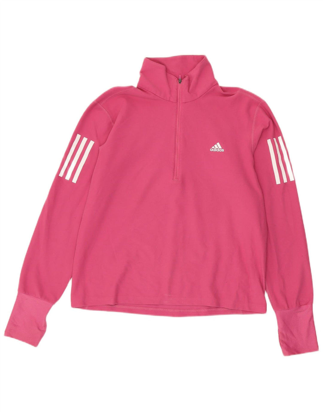 Adidas Haut de survêtement à col zippé pour femme UK 12/14 Rose moyen