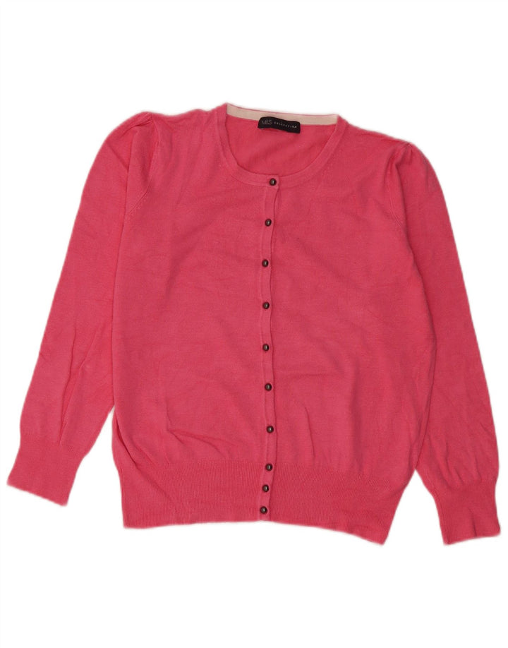 Marks & Spencer Pull Cardigan Femme UK 12 Viscose Rose Moyen