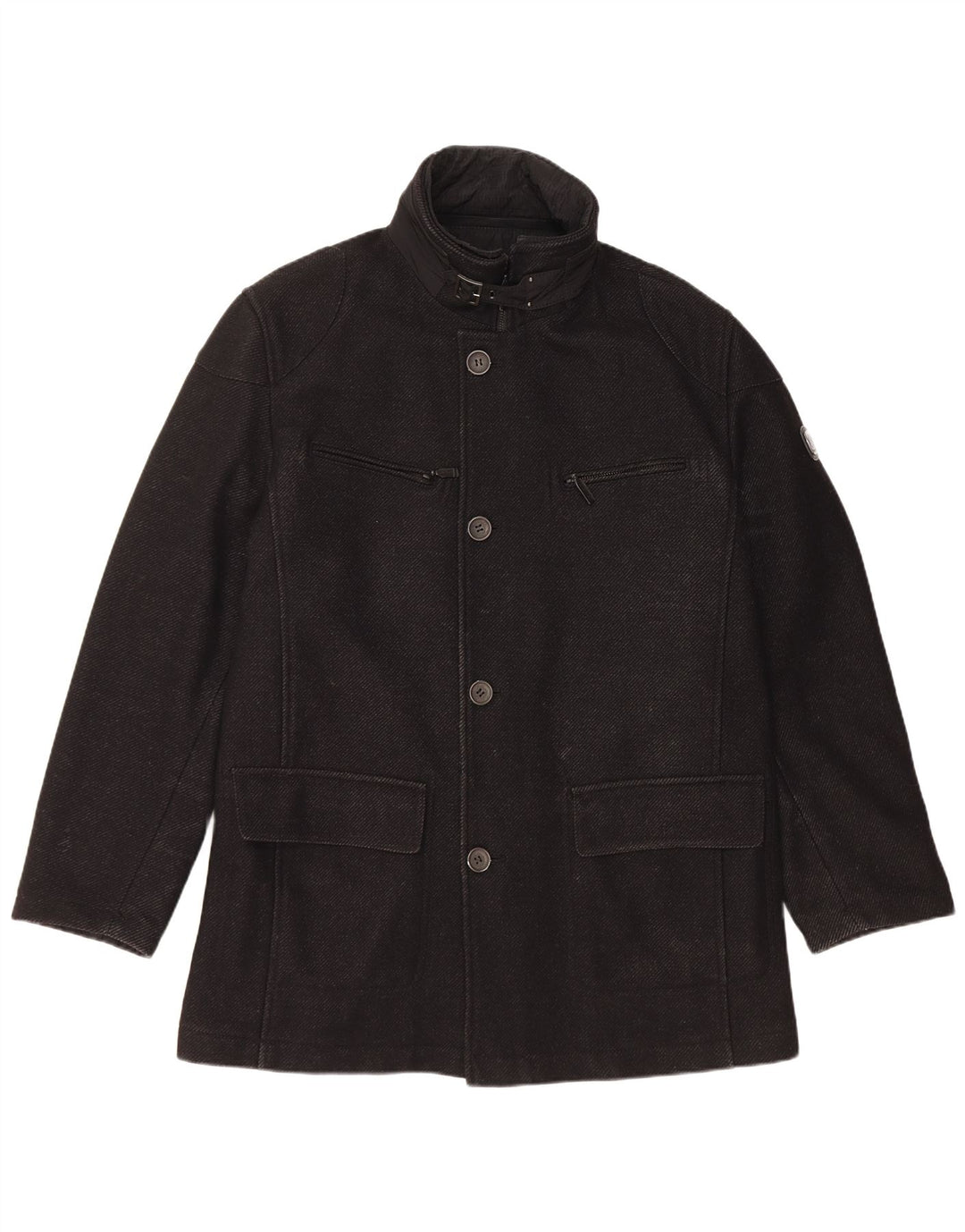 Bugatti Manteau Homme EU 54 2XL Laine Vierge Noire