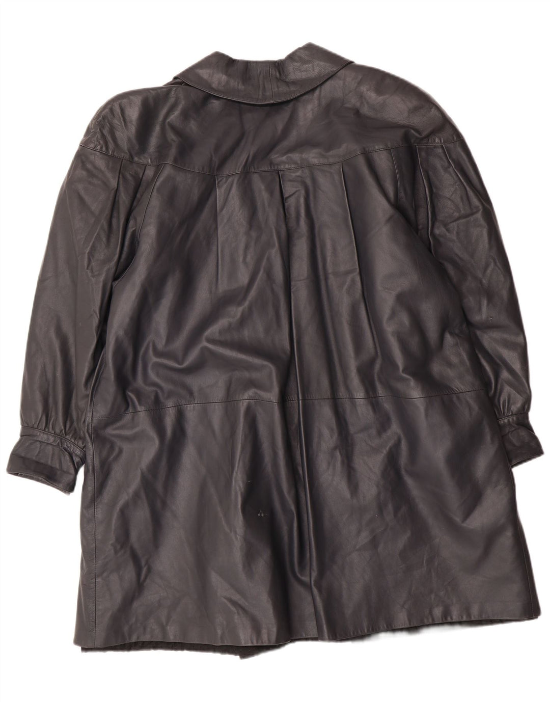 vintage Femme Manteau en cuir surdimensionné IT 44 Moyen Noir Cuir Classique